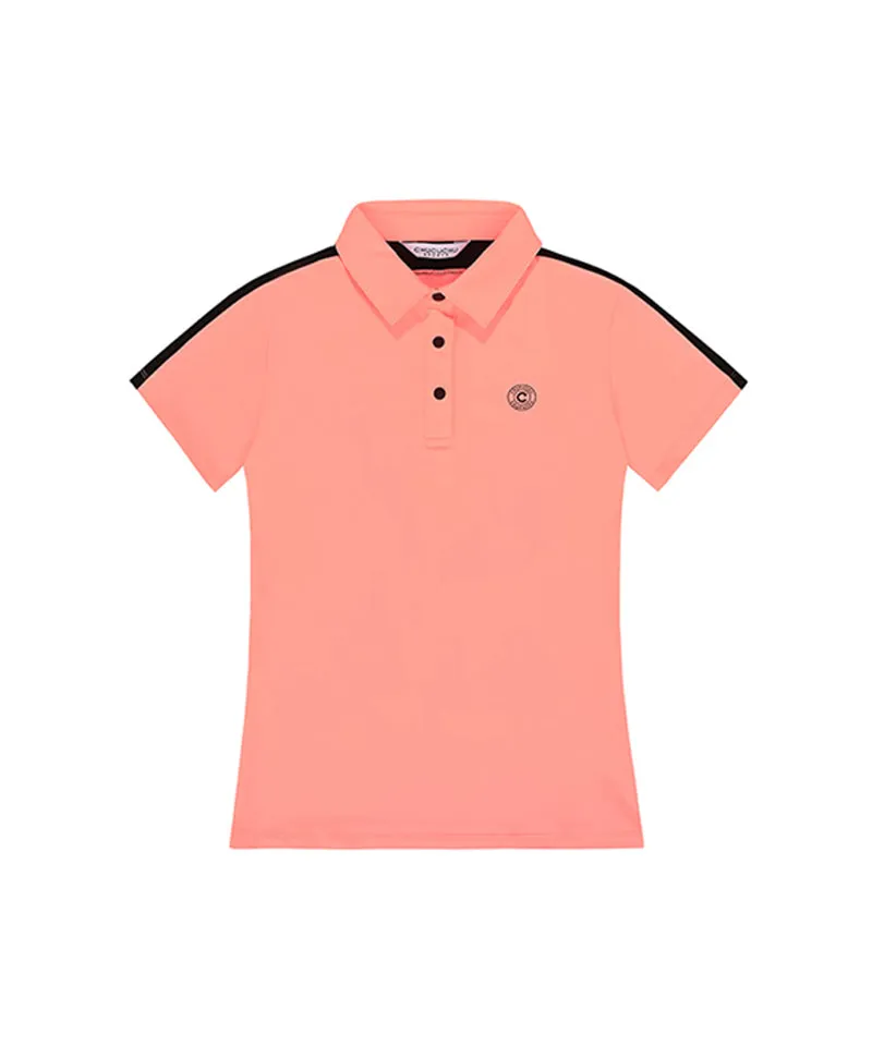 CHUCUCHU Women's Shoulder Line Polo T-Shirt - Peach