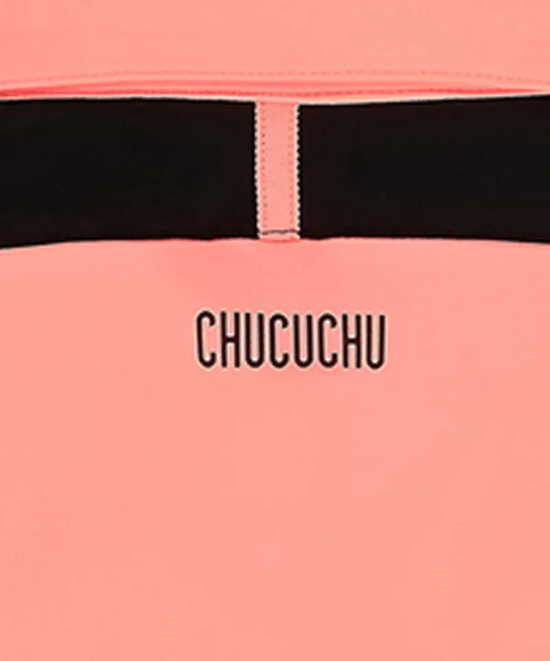 CHUCUCHU Women's Shoulder Line Polo T-Shirt - Peach
