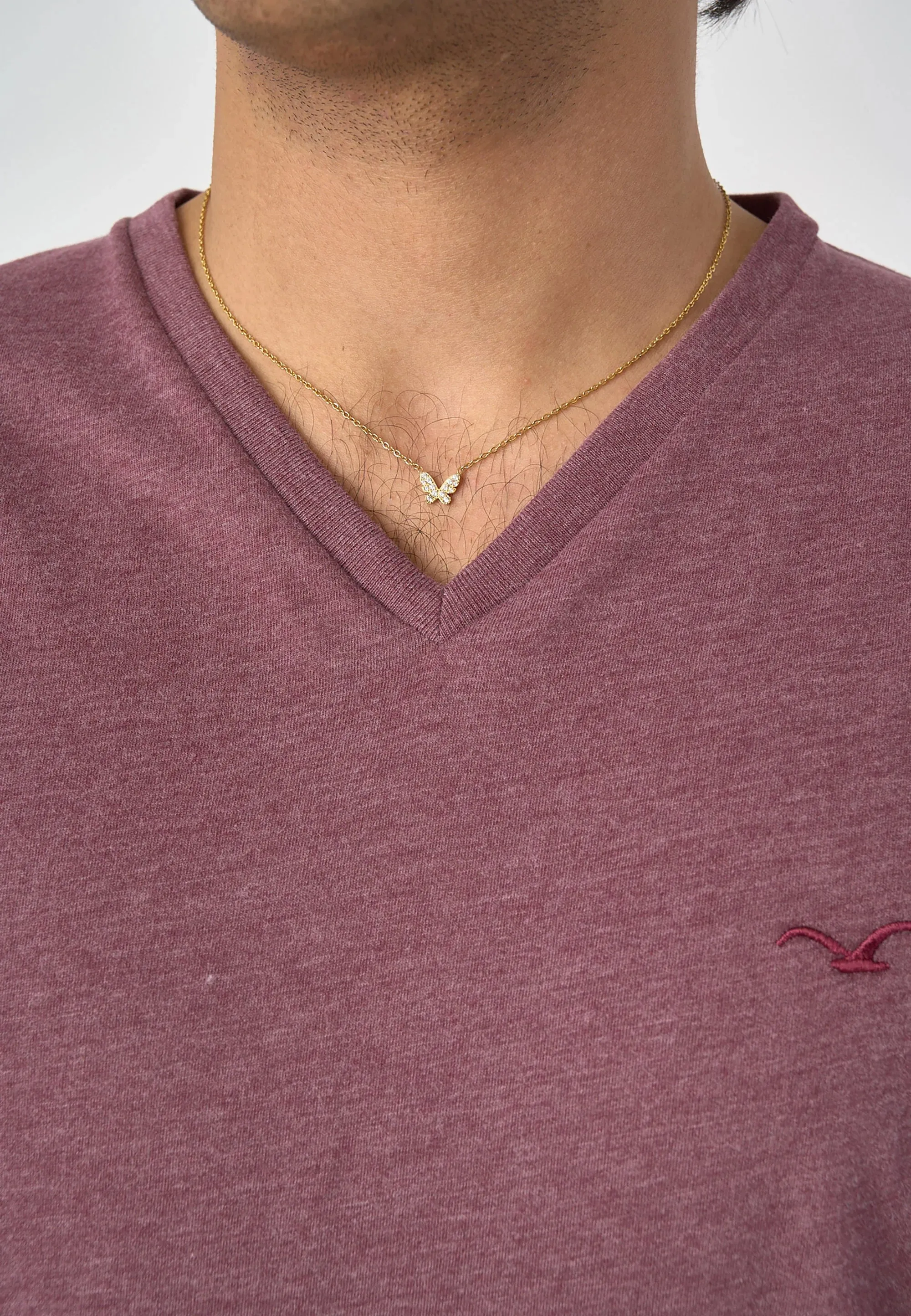 Cleptomanicx Ligull V-Neck Regular Tee - Heather Tawny Port