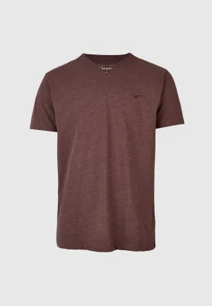 Cleptomanicx Ligull V-Neck Regular Tee - Heather Tawny Port