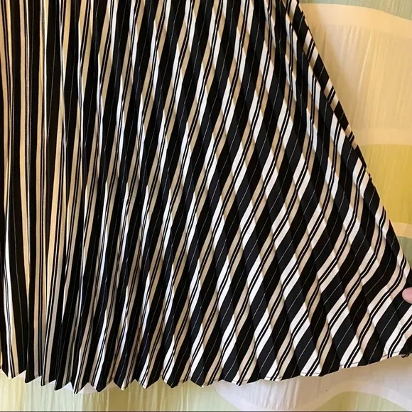 Club Monaco NWT Annina Skirt Striped Pleated Black &amp; White Sz 00