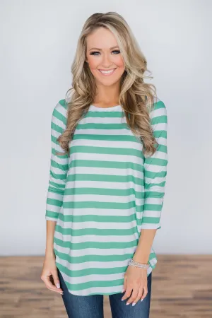 Comes Naturally Striped Top ~ Mint