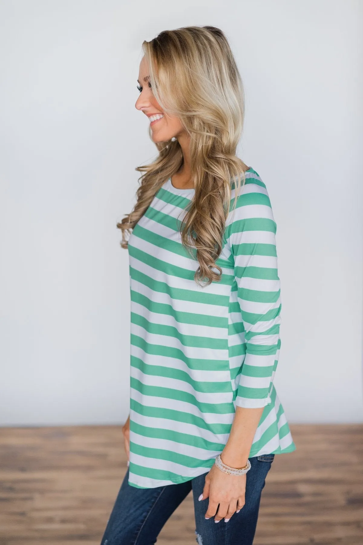 Comes Naturally Striped Top ~ Mint