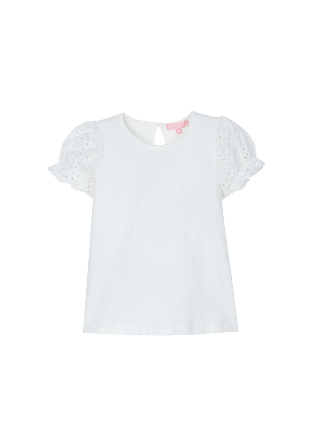 Contrast Sleeve Tee - White Eyelet