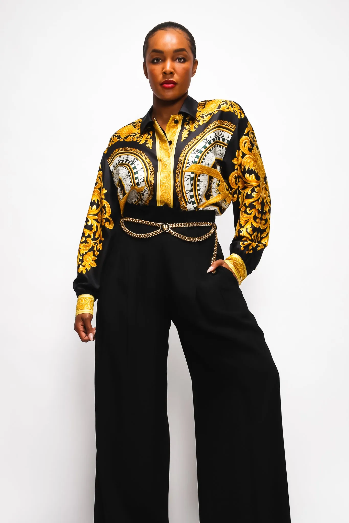 Corset Waist Wide Leg Pant