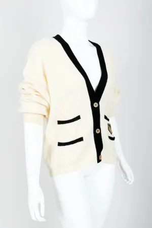 Cream Knit Letterman Cardigan