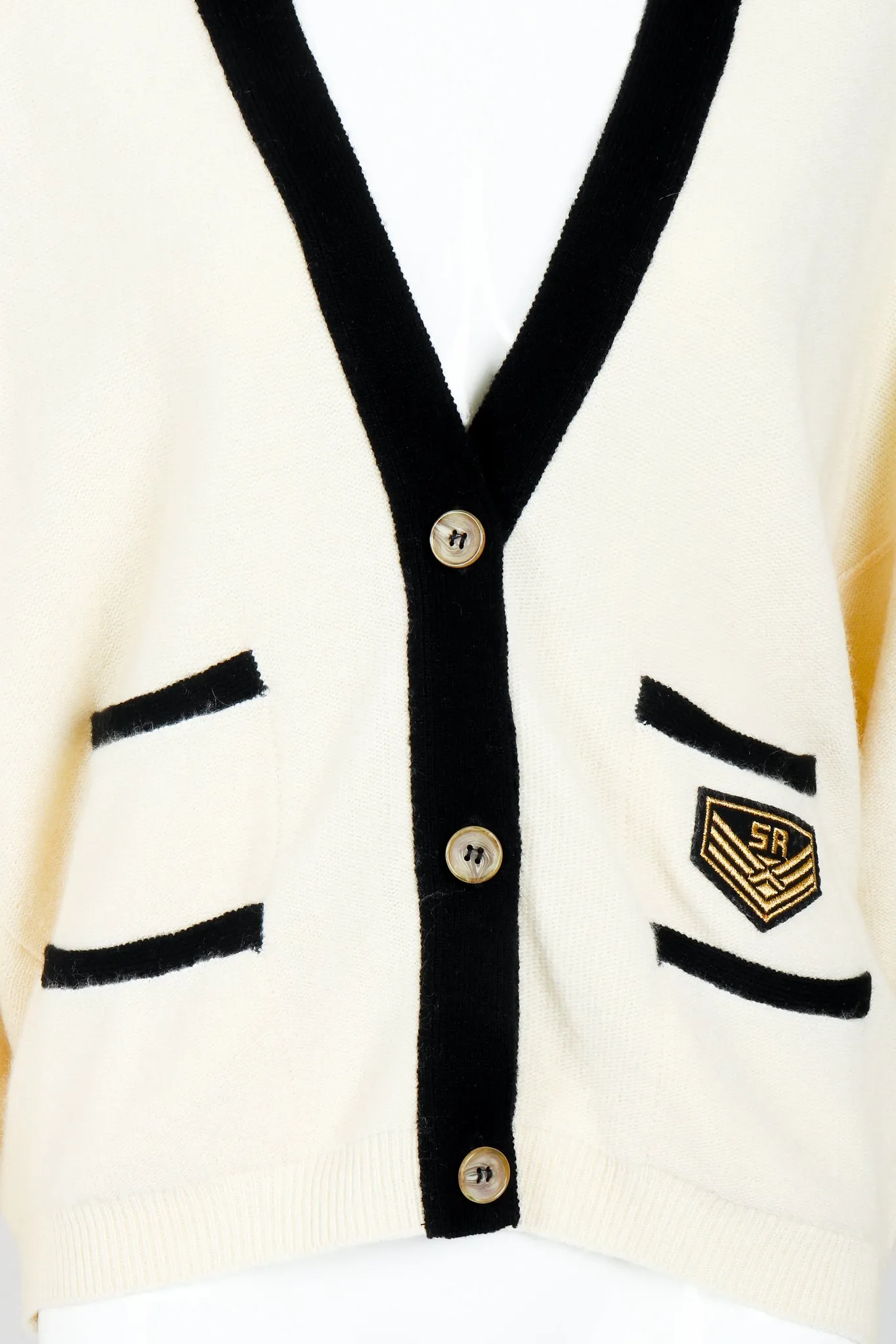 Cream Knit Letterman Cardigan