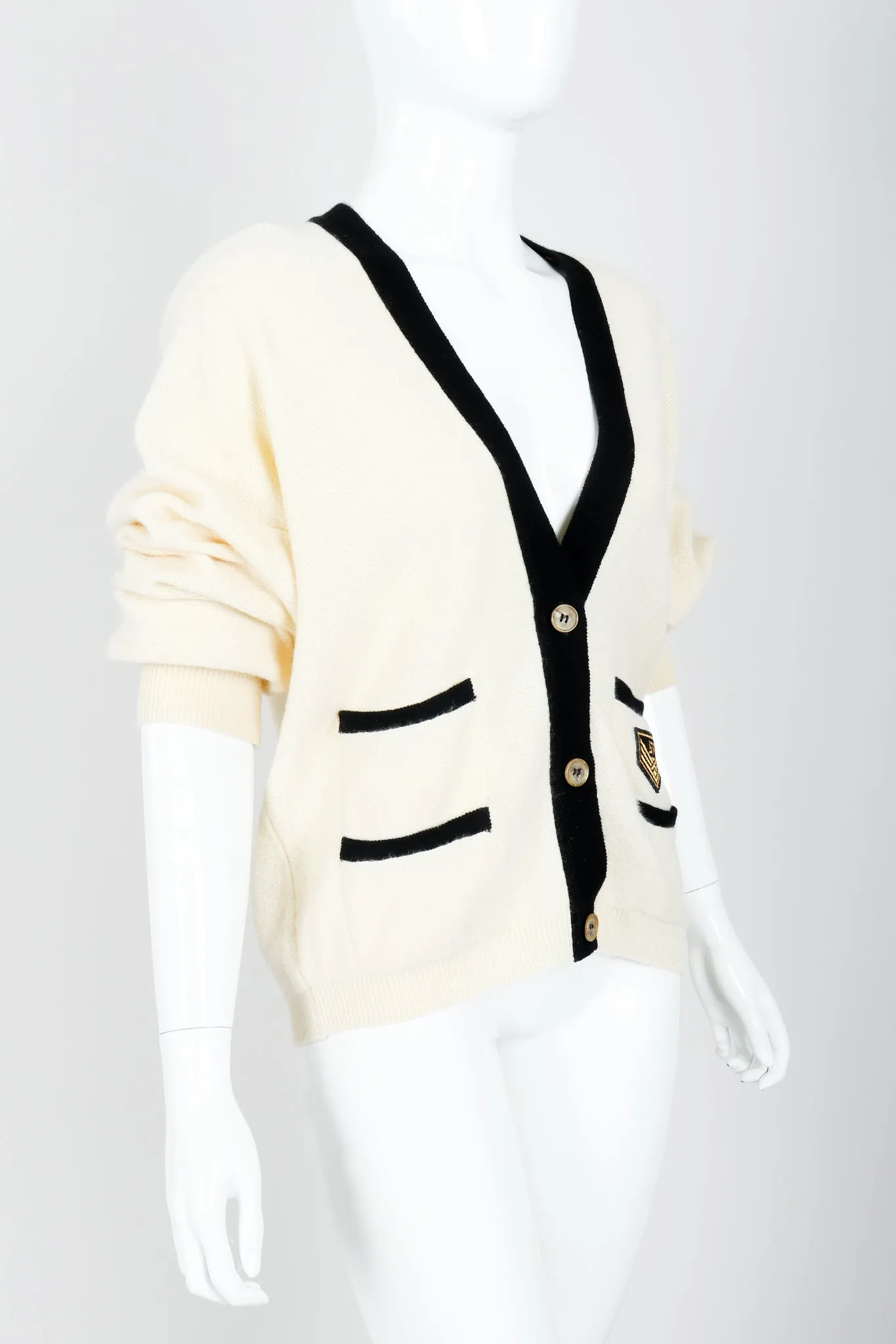 Cream Knit Letterman Cardigan