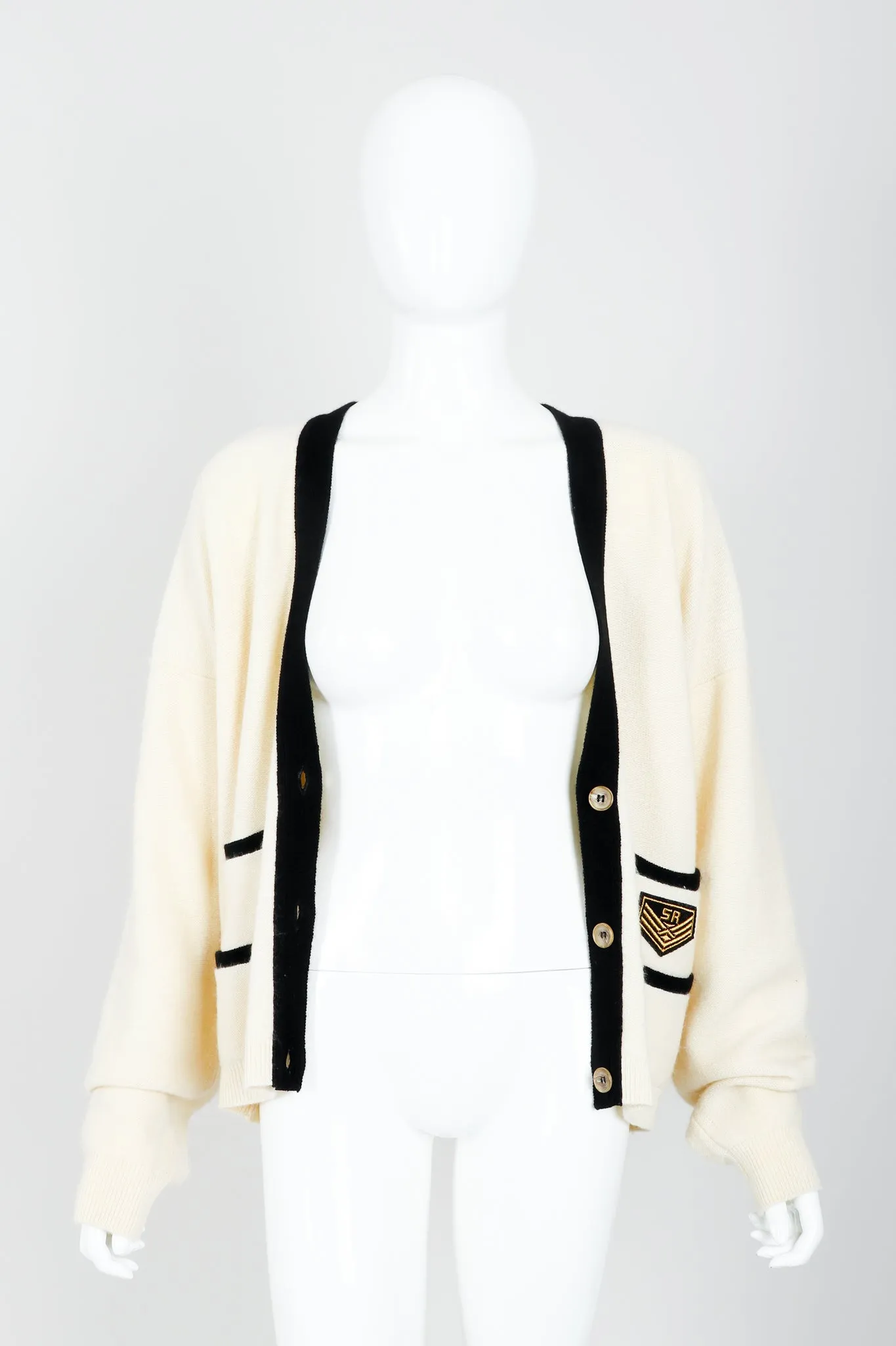 Cream Knit Letterman Cardigan