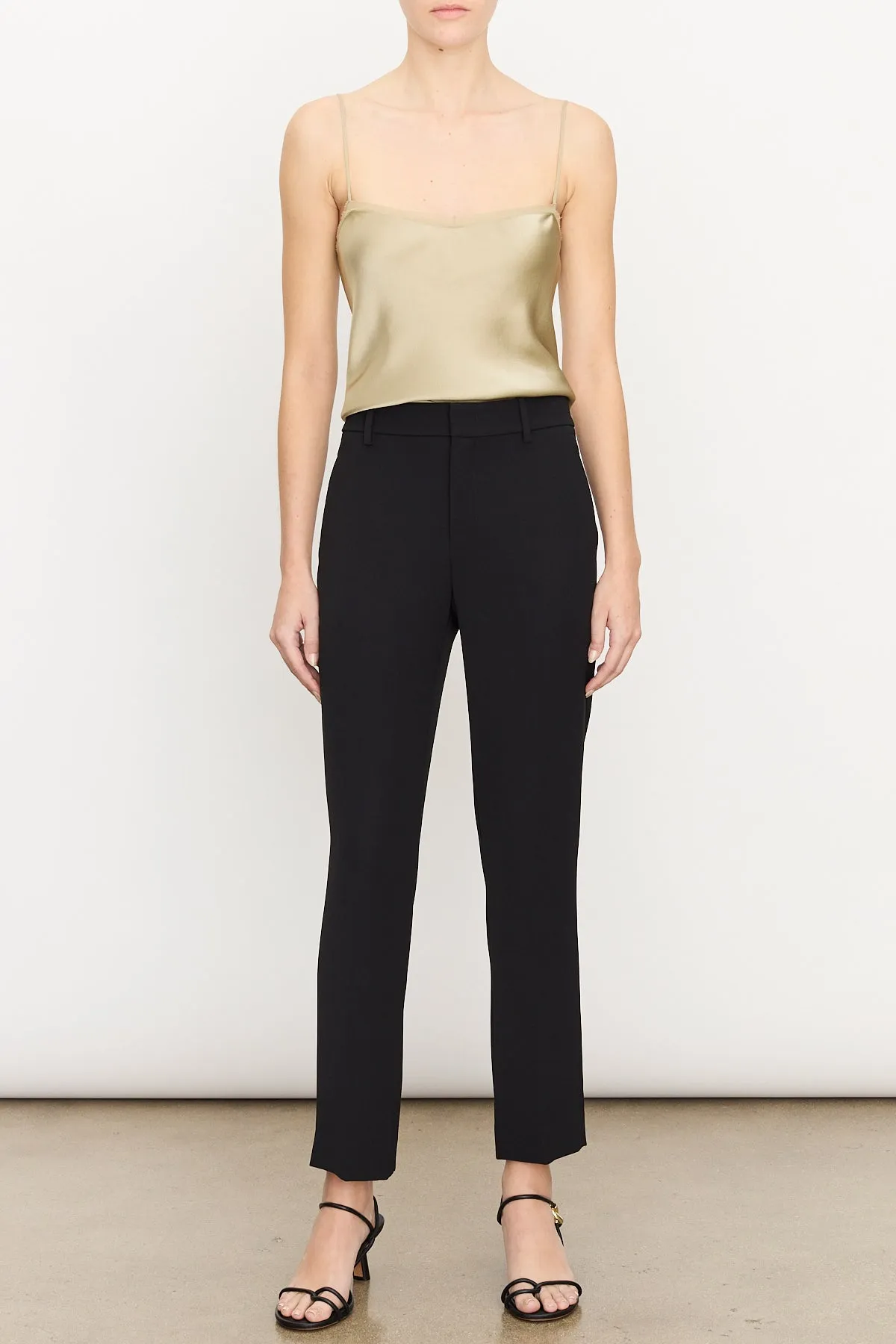Crepe Tailored Straight Leg Pant in Black