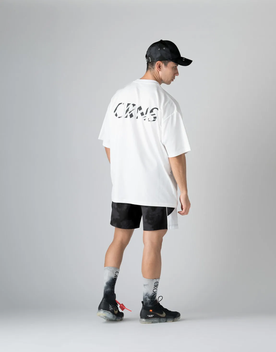 CRONOS  STRIPED PATTERN OVERSIZE T-SHIRT【WHITE】