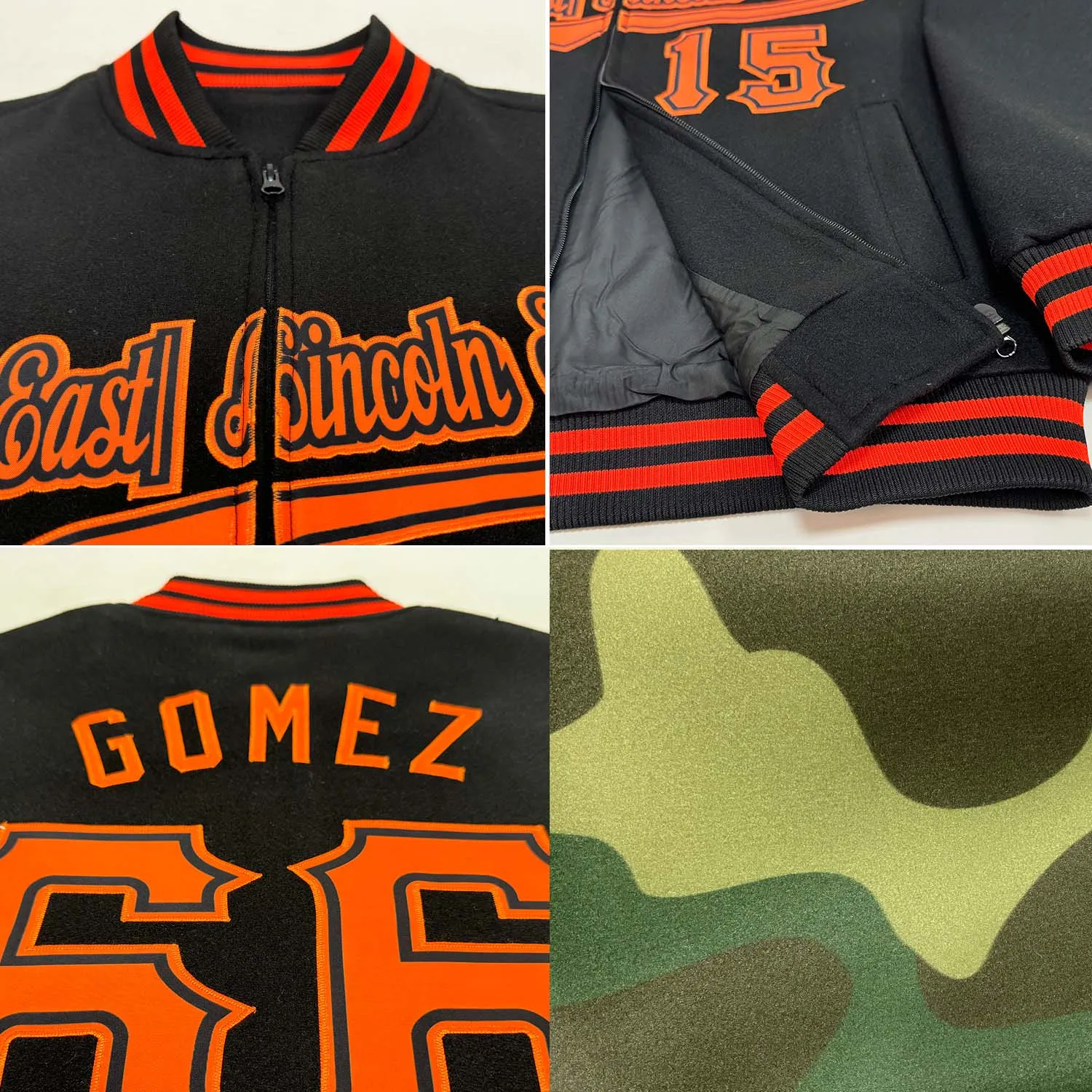 Custom Camo Maroon-Cream Bomber Varsity Letterman Salute To Service Zipper Jacket