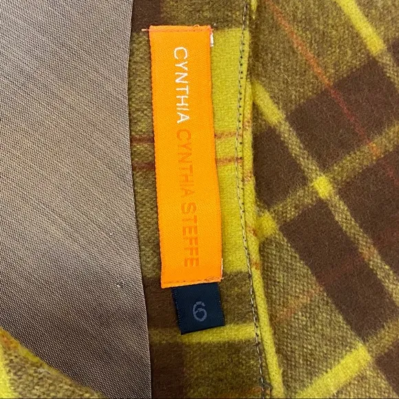 Cynthia Steffe Yellow Tartan Plaid Wool Skirt Sz 6