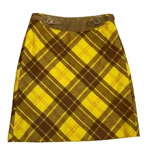 Cynthia Steffe Yellow Tartan Plaid Wool Skirt Sz 6