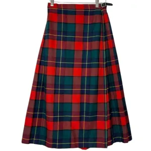 DEANS OF SCOTLAND sz XS/ S Skirt Kilt Tartan Plaid Pleated Wool Wrap Adjustable