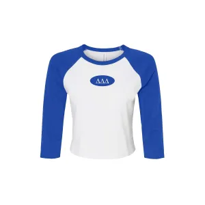 Delta Delta Delta Sorority Raglan Cropped Baby Tee