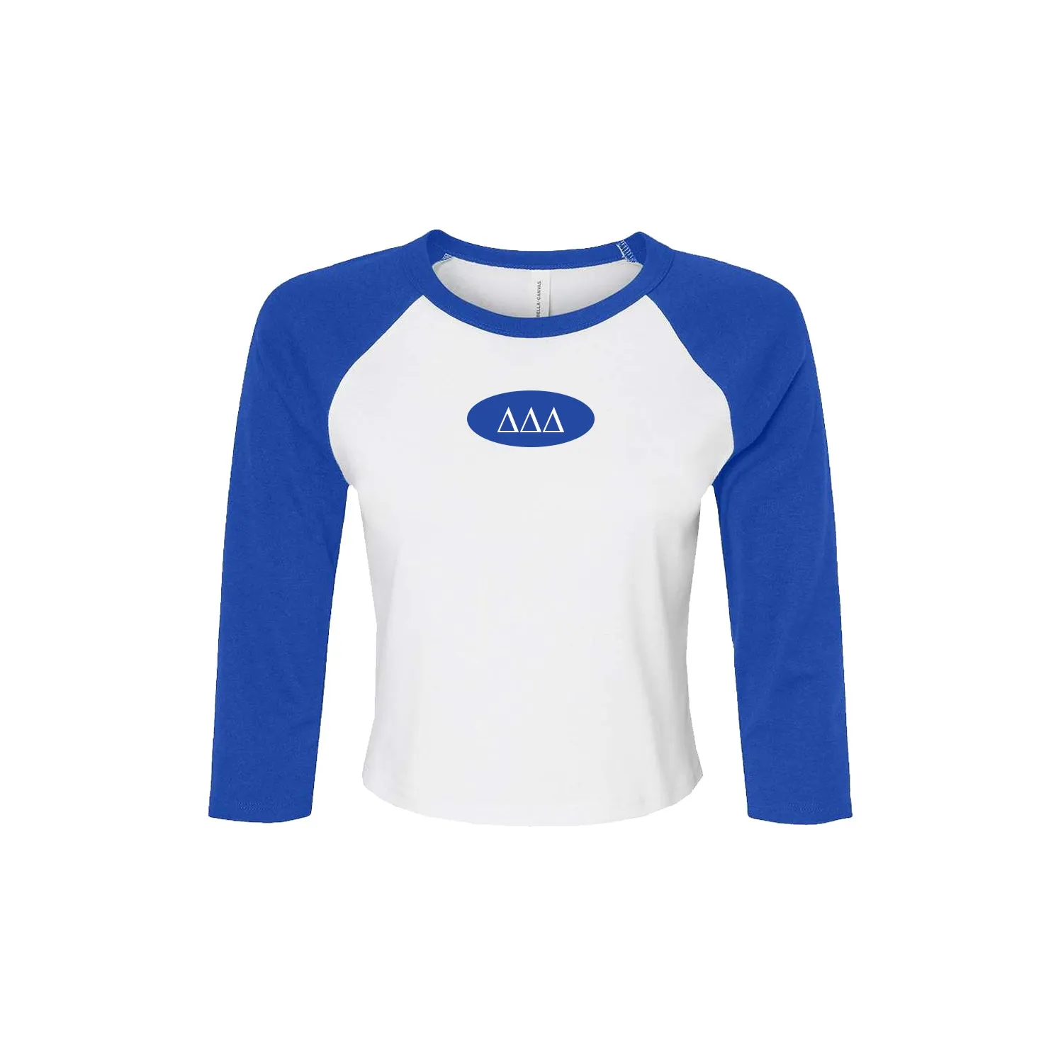 Delta Delta Delta Sorority Raglan Cropped Baby Tee