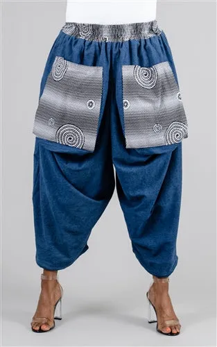 Denim Big Pocket Print Pant