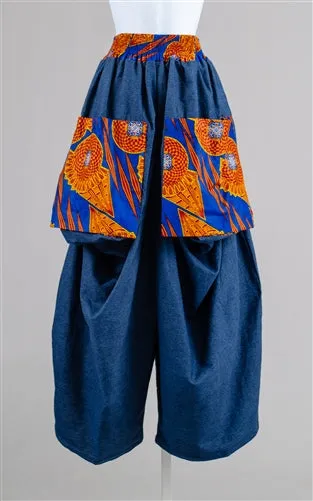 Denim Big Pocket Print Pant