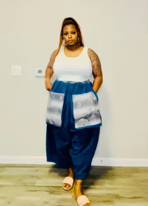 Denim Big Pocket Print Pant