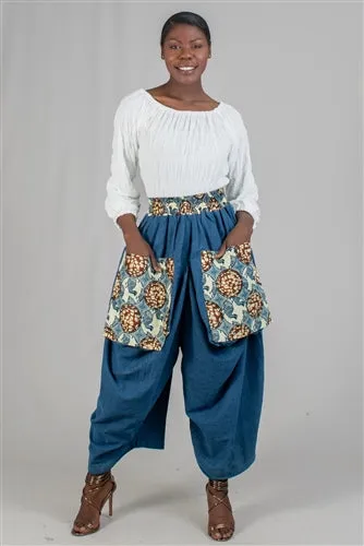 Denim Big Pocket Print Pant