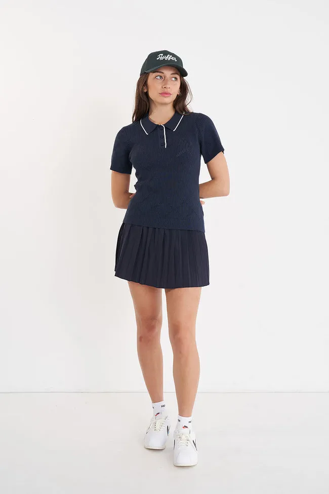 Diamond Knit Polo | Navy