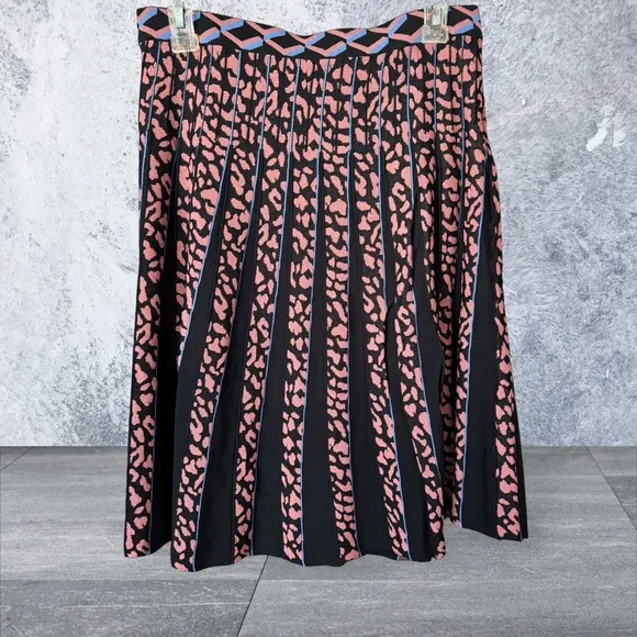 Diane Von Furstenberg Susan Pleated Skirt DVF Belmont Leopard Pink NWT