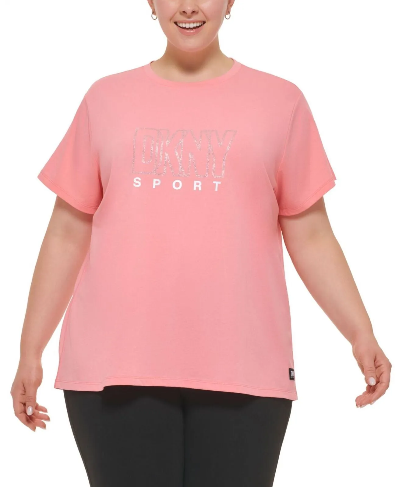 DKNY Womens Plus Size Cotton Embellished Logo T-Shirt DPPT8865