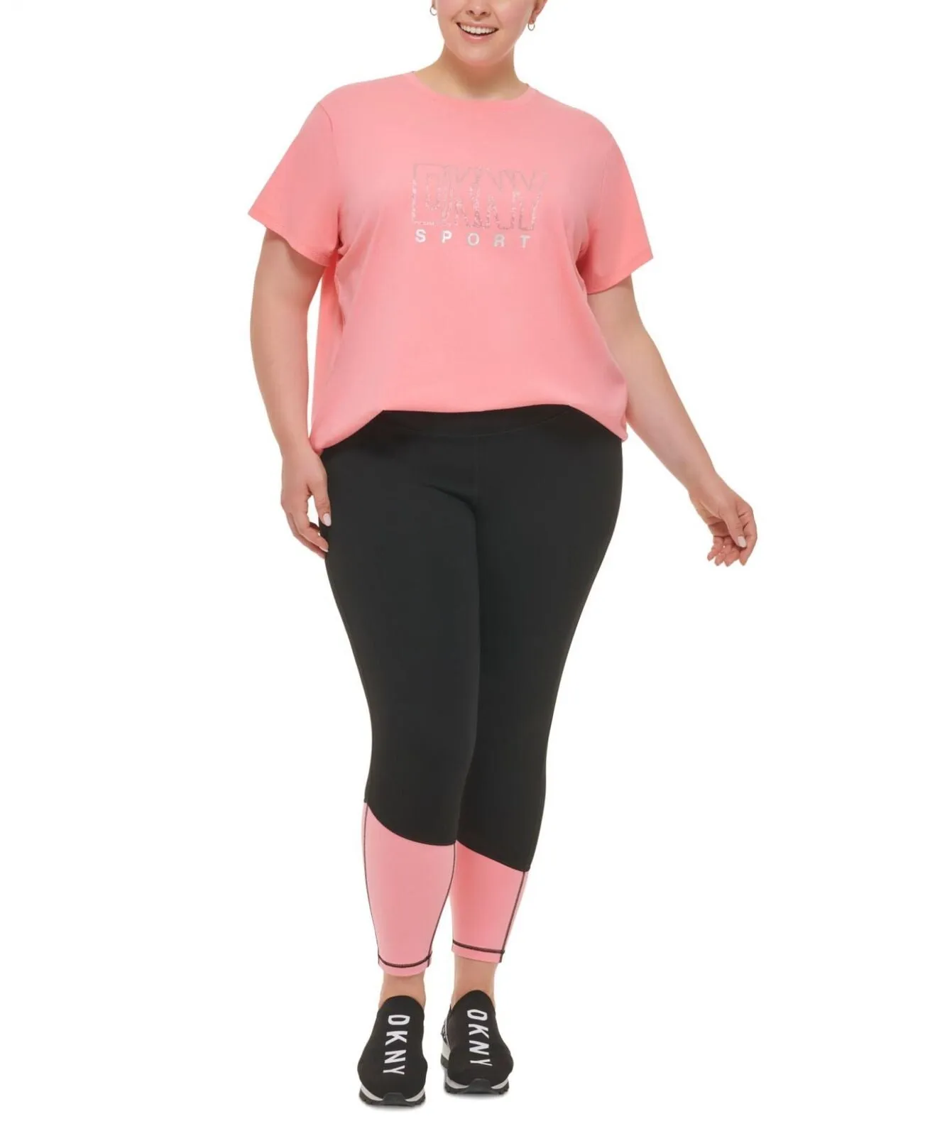 DKNY Womens Plus Size Cotton Embellished Logo T-Shirt DPPT8865