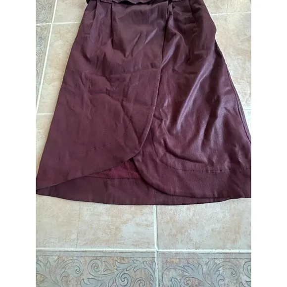 DL1961 Burgundy wax coated pleated waist‎ -belted front open Denim skirt size xs