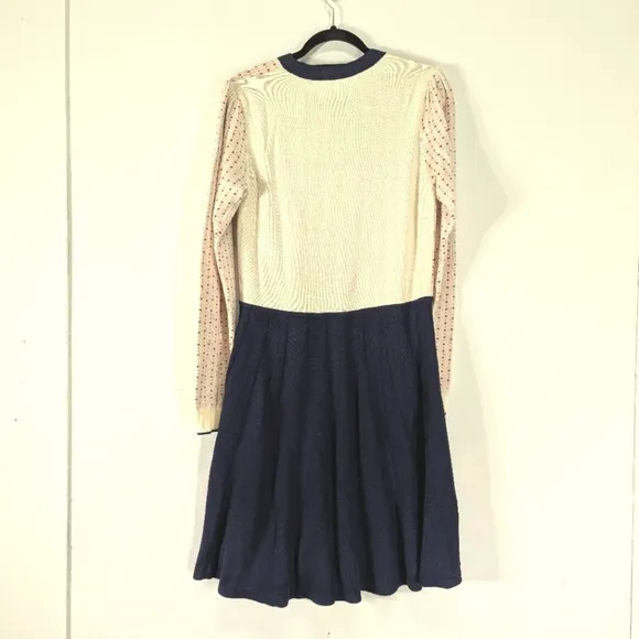 Draper James Red Blue Fair Isle Sweater Dress XL Pleated Skirt Preppy Nordic