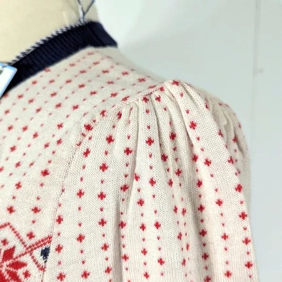 Draper James Red Blue Fair Isle Sweater Dress XL Pleated Skirt Preppy Nordic