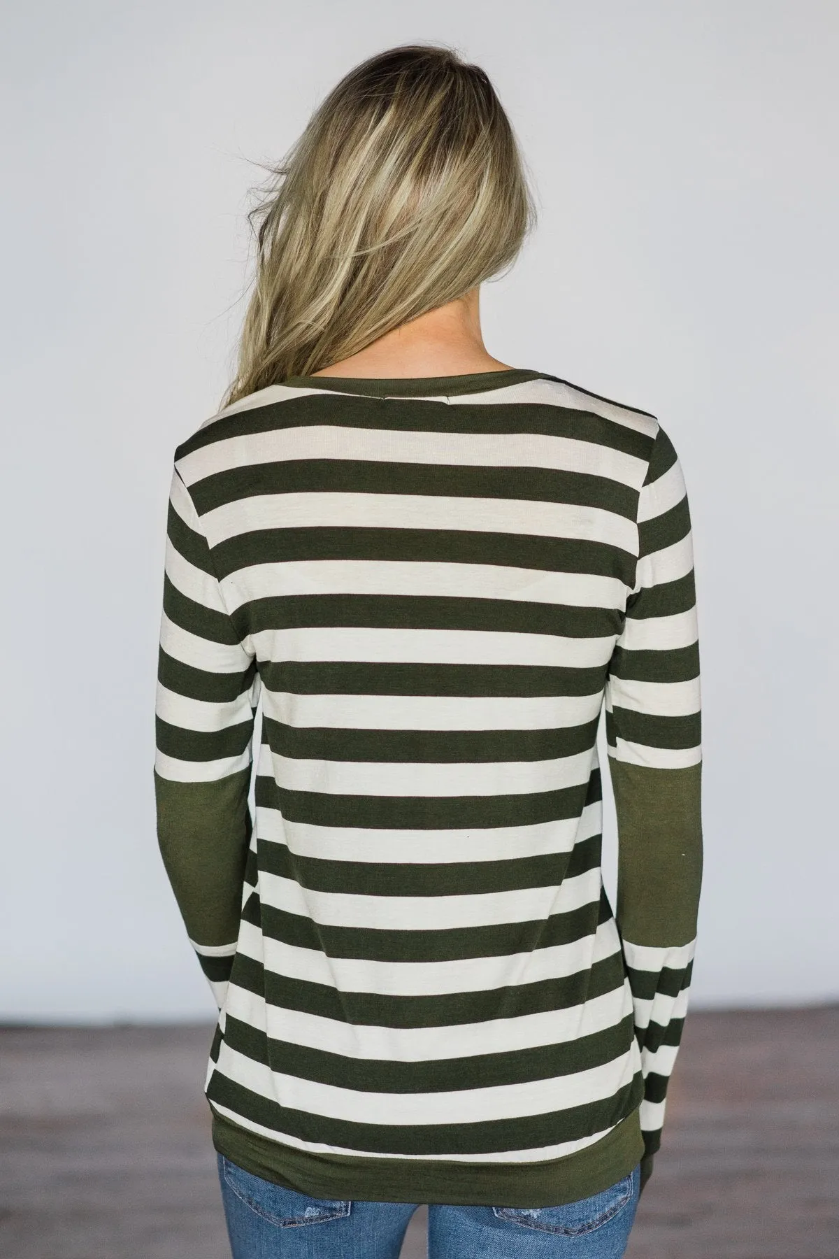 Dreams of Romance Olive Striped Top