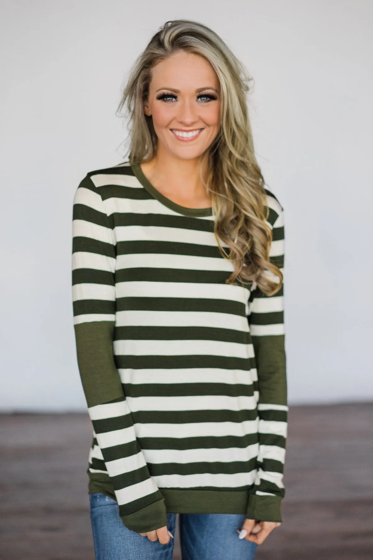 Dreams of Romance Olive Striped Top
