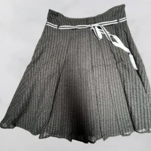 e.col.o.gie Womens Size 4 Black Eyelet Tie-Waist A-Line Pleated Skirt Lined