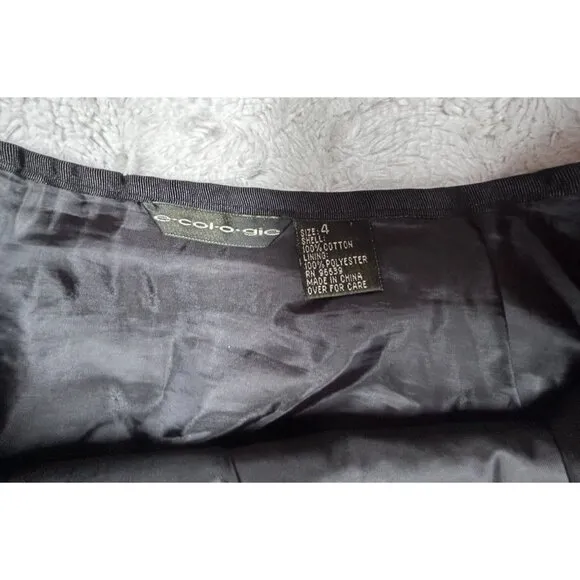 e.col.o.gie Womens Size 4 Black Eyelet Tie-Waist A-Line Pleated Skirt Lined