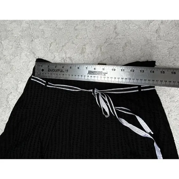e.col.o.gie Womens Size 4 Black Eyelet Tie-Waist A-Line Pleated Skirt Lined