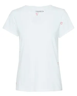 Embroidered Cotton T-Shirt in Red Heart