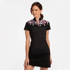 EP NY Cap Sleeve Zip Mock Polo w/GEO Print