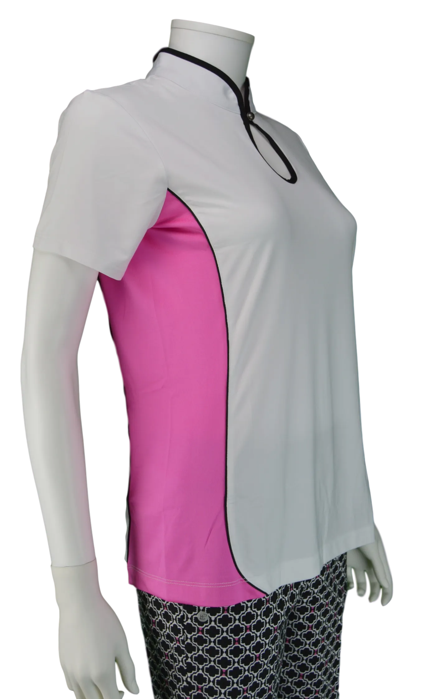 EP NY Marbella Short Sleeve Keyhole Mock