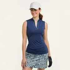 EP NY Sleeveless Mandarin Collar Polo - Inky Multi