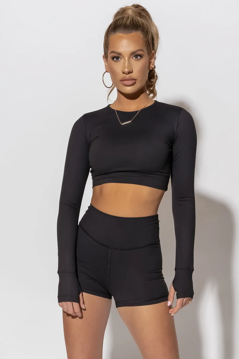 Everyday Blogger L/S Crop Top - Black