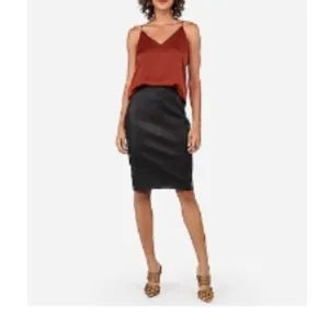 Express Pleated Faux Leather 4 Back Slit Pencil Skirt Party Closet Staple Office