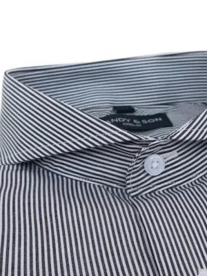 Extreme Cutaway Black Striped Shirt