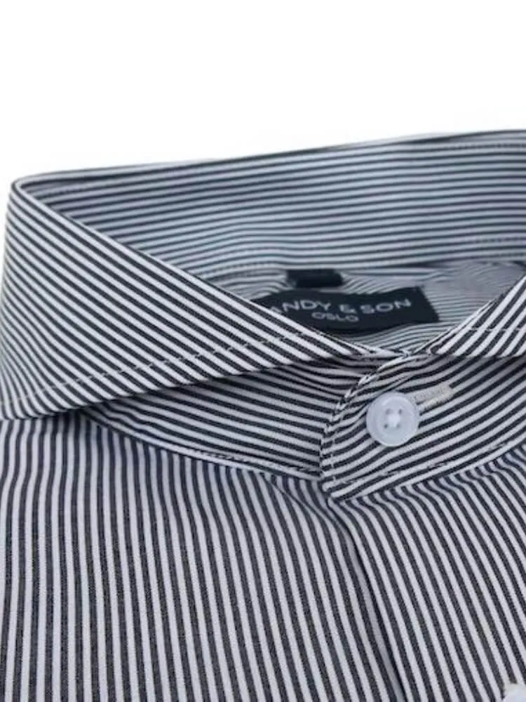 Extreme Cutaway Black Striped Shirt