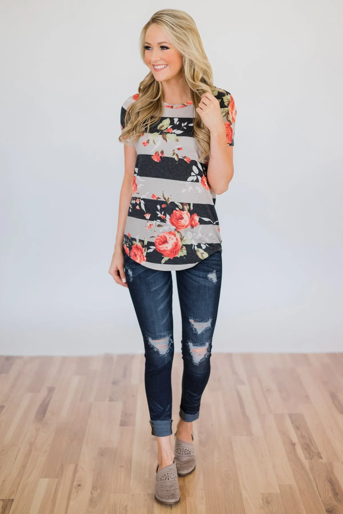 Favorite Type of Floral Striped Top