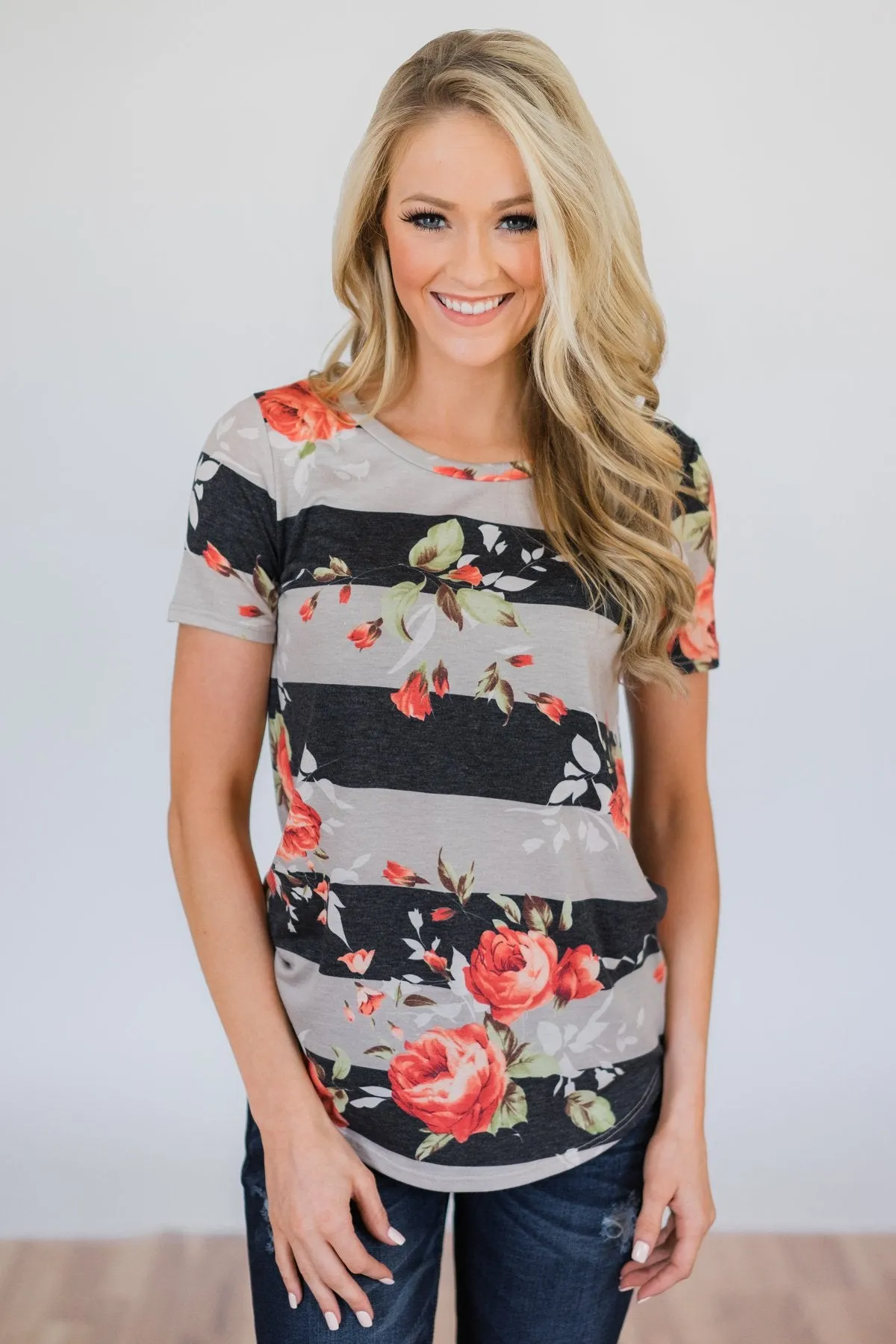 Favorite Type of Floral Striped Top