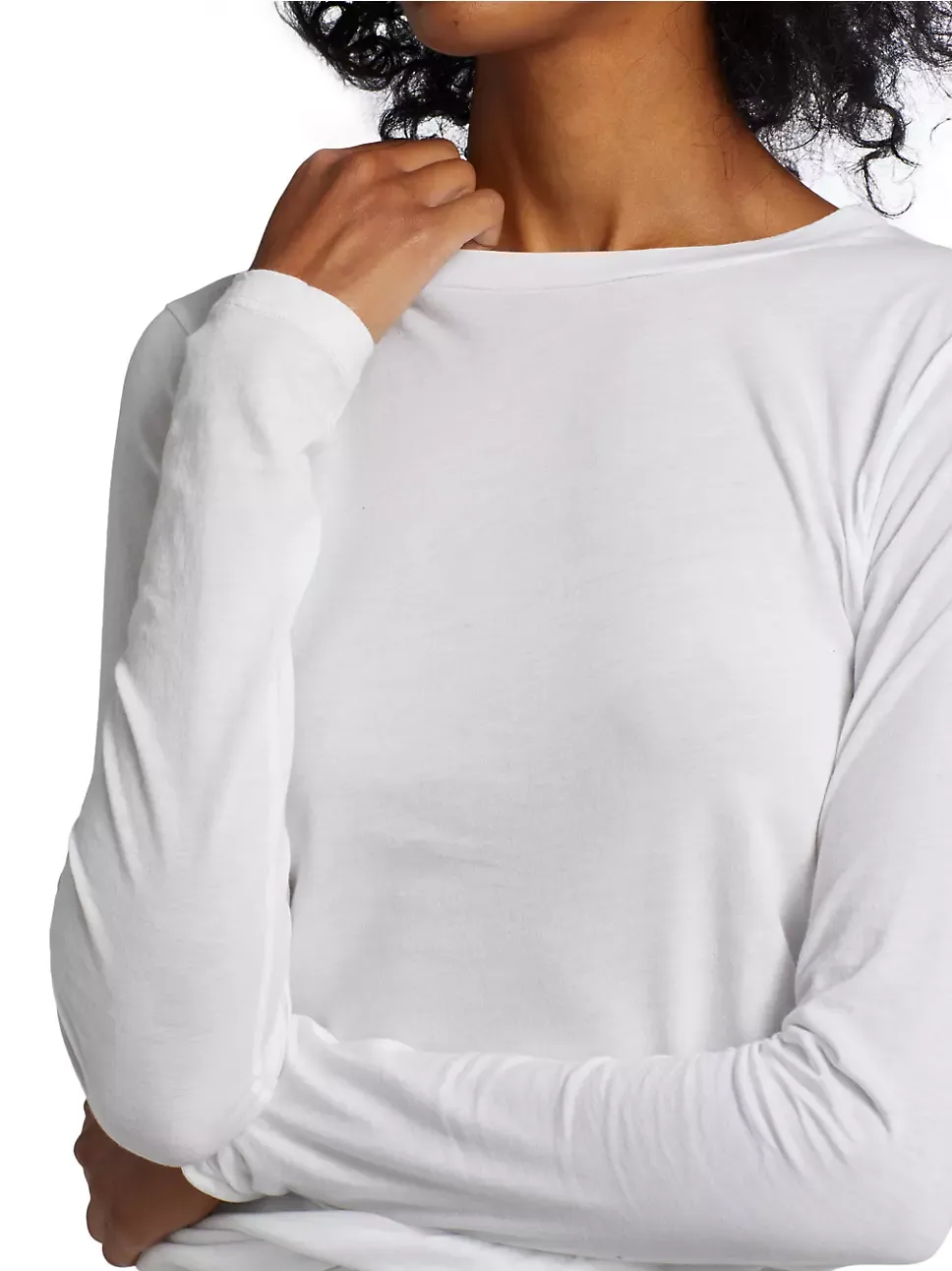FITTED LONG SLEEVE T-SHIRT IN WHITE