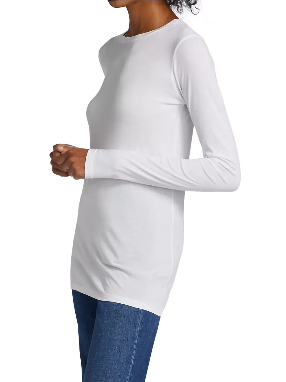 FITTED LONG SLEEVE T-SHIRT IN WHITE