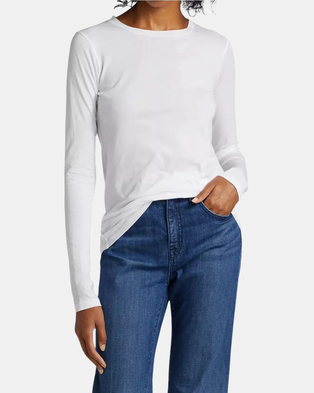 FITTED LONG SLEEVE T-SHIRT IN WHITE